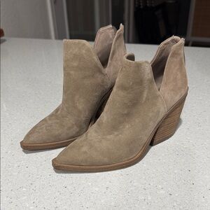 Vince Camuto Suede Ankle Booties in Taupe